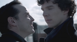 Andrew Scott as 'Jim' Moriarty and Benedict Cumberbatch as Holmes