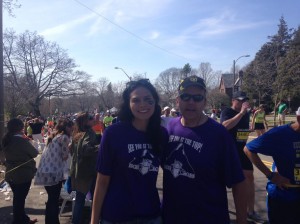 Dad with Holy Cross bud Karina O'Friel, Class of '14. Heartbreak Hill has NOTHING on Mount St. James.